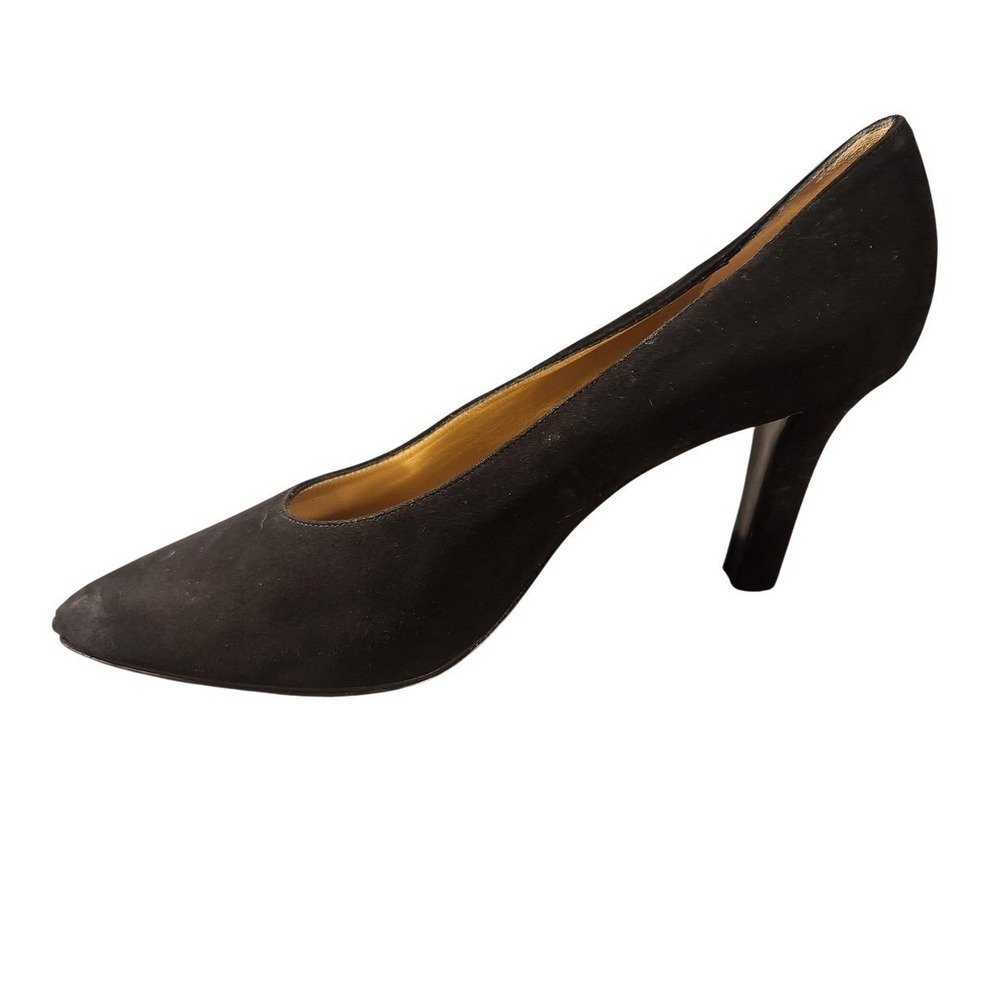 Yves Saint Laurent Pumps Womens Size 8.5 Black Suede Pointed Toe Stiletto Italy